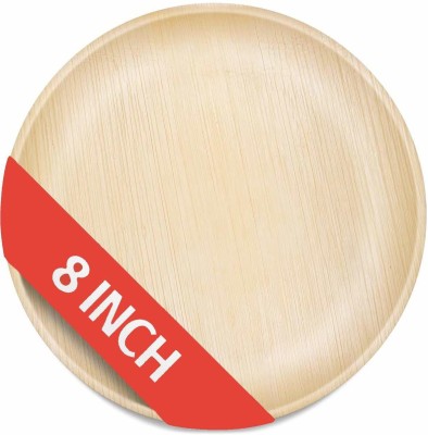 Eco Pure Export Quality Plates 8 inch Disposable Round Plates Areca Palm Leaf Plate Dinner Plate(Pack of 25, Microwave Safe)