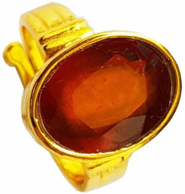 rs gemsexport RS GEMSEXPORT CERTIFIED 5.31 Ratti Natural Hessonite Garnet/Gomed Adjustable Ashtadhatu Ring for Unisex Metal Garnet Gold Plated Ring Brass Garnet Gold Plated Ring