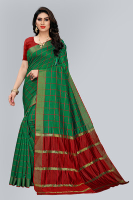 kirz web store Self Design Bollywood Cotton Blend Saree(Green)