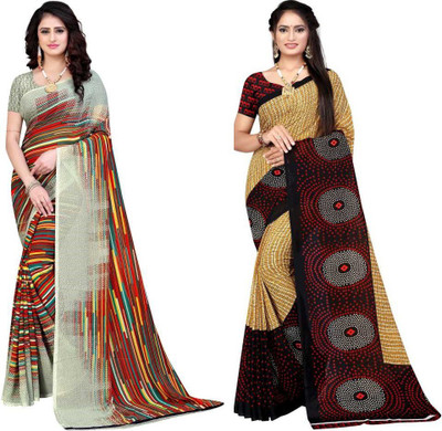 Leelavati Printed Daily Wear Georgette Saree(Pack of 2, Multicolor)