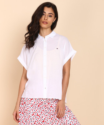 TOMMY HILFIGER Women Solid Casual White Shirt