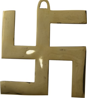 Kalarambh Brass Swastika Collectible Handicraft Hanging Art(4.5 x 0.02 x 5 inches) Decorative Showpiece  -  12.7 cm(Brass, Yellow)