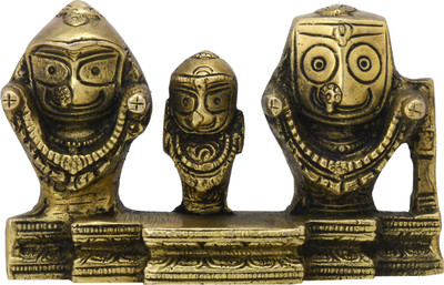 Kalarambh Bharat Haat Brass God Jagnnath (4.1 x 0.7 x 2.7 inches) Decorative Showpiece  -  6.85 cm(Brass, Yellow)