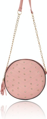 Pramadda Pure Luxury Pink Shoulder Bag Stylish Casual Round Beads leather Sling bags for Girls Women | handbags for girls and ladies stylish | chain sling bag for girls | purses for girls | round sling bags for women | purse ladies purse party wear traditional ethnic | women hand bag leather | Gift 