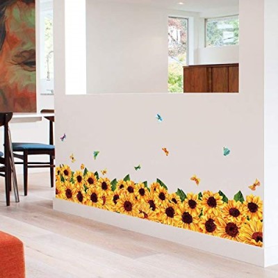 JAAMSO ROYALS 45 cm Large Sun Flower Skirting Wall Sticker Self Adhesive Sticker(Pack of 1)