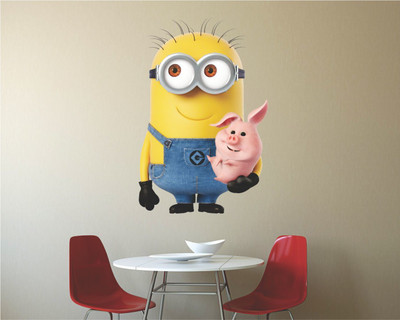 Jump up 45 cm Cartoon with pig Self Adhesive Sticker(Pack of 1)