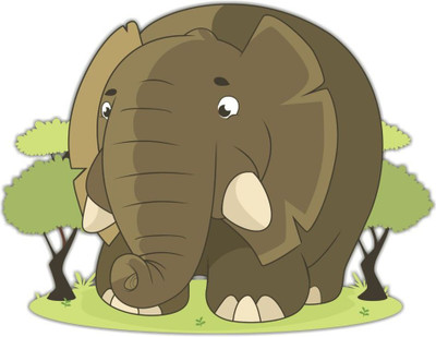 Jump up 59 cm Elephant Cartoon Self Adhesive Sticker(Pack of 1)
