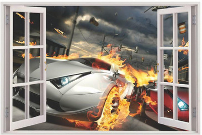 Jump up 45 cm Magical window Self Adhesive Sticker(Pack of 1)