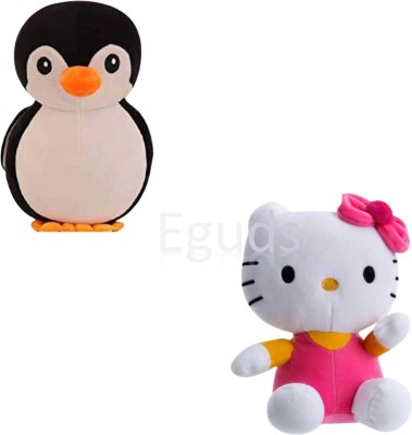 Eguds special combo for you cute and attractive soft toy, penguin and hello kitty, and low budget in best,  - 25 cm(Black, Pink)