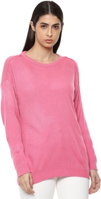 VAN HEUSEN Solid Round Neck Casual Women Pink Sweater