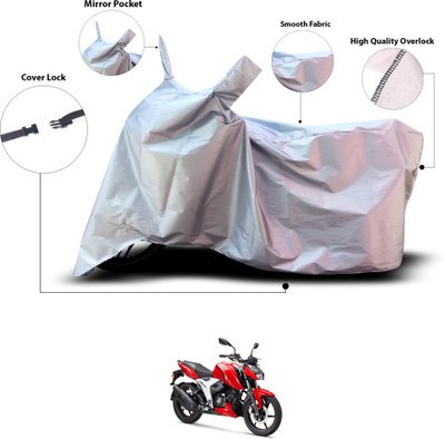 GOSHIV-car and bike accessories Waterproof Two Wheeler Cover for TVS(Apache, Silver)