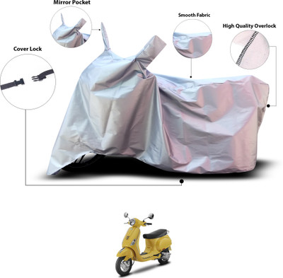 GOSHIV-car and bike accessories Waterproof Two Wheeler Cover for Piaggio(Vespa LX 125, Silver)