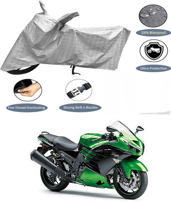 AutoGalaxy Waterproof Two Wheeler Cover for Kawasaki(Ninja ZX-14R, Silver)
