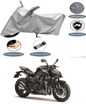 AutoGalaxy Waterproof Two Wheeler Cover for Kawasaki(Z1000, Silver)