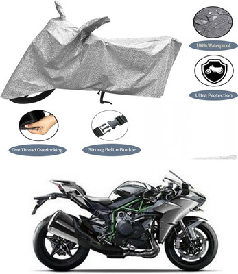 AutoGalaxy Waterproof Two Wheeler Cover for Kawasaki(Ninja H2, Silver)