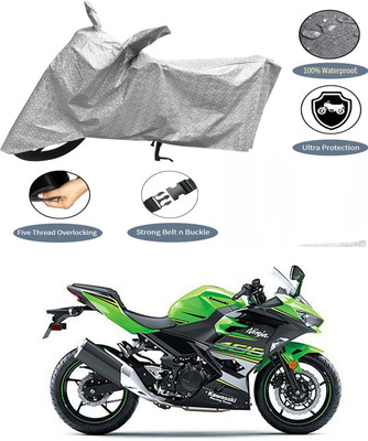 AutoGalaxy Waterproof Two Wheeler Cover for Kawasaki(Ninja 400, Silver)