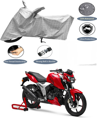 AutoGalaxy Waterproof Two Wheeler Cover for TVS(Apache RTR 200, Silver)