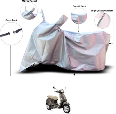 GOSHIV-car and bike accessories Waterproof Two Wheeler Cover for Piaggio(Vespa VXL 150, Silver)