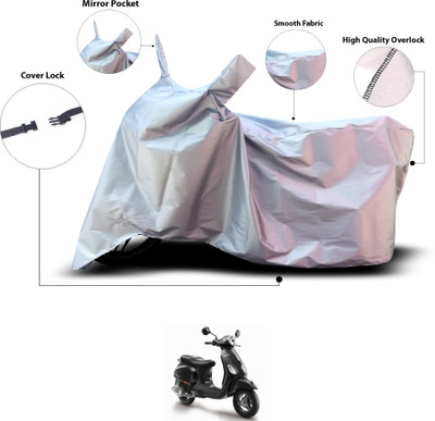 GOSHIV-car and bike accessories Waterproof Two Wheeler Cover for Piaggio(Vespa, Silver)