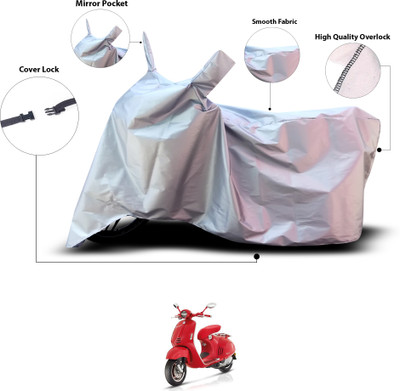 GOSHIV-car and bike accessories Waterproof Two Wheeler Cover for Piaggio(Vespa LX, Silver)