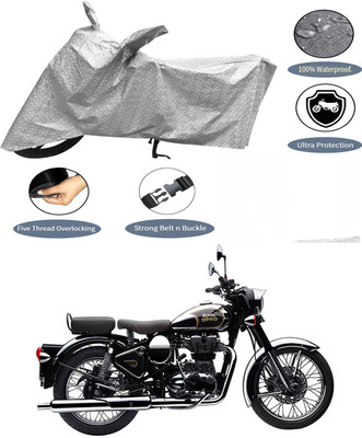 AutoGalaxy Waterproof Two Wheeler Cover for Royal Enfield(Classic Chrome, Silver)