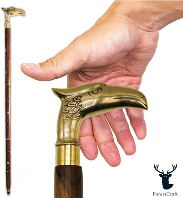 forest craft Brass Eagle handle Sheesham Wood Walking Stick , Size: 36 inch Walking Stick
