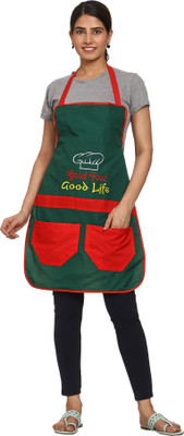 BHD Creations Cotton, Polyester Chef's Apron - Free Size(Green, Single Piece)