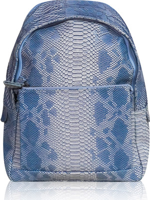 rehbar Python snake leather backpack for girls and boys with two compartments 15 L Backpack(Blue)