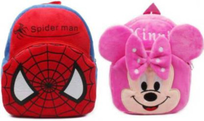 A Little Swag AVK_Combo of 2 red spiderman,pink minnie_443 10 L Backpack(Multicolor)