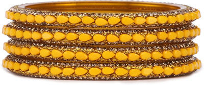 Rijoli Glass Zircon Bangle Set(Pack of 4)