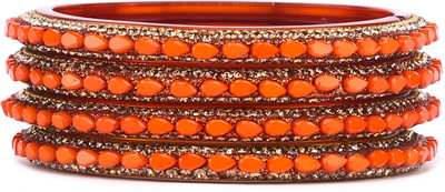 Rijoli Glass Zircon Bangle Set(Pack of 4)