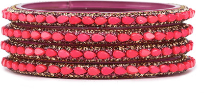 Rijoli Glass Zircon Bangle Set(Pack of 4)
