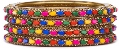 Rijoli Glass Zircon Bangle Set(Pack of 4)