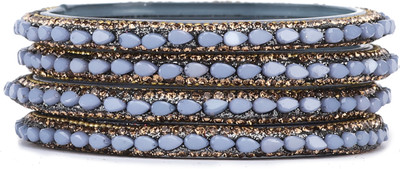 Rijoli Glass Zircon Bangle Set(Pack of 4)