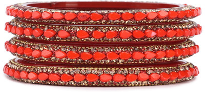 Rijoli Glass Zircon Bangle Set(Pack of 4)