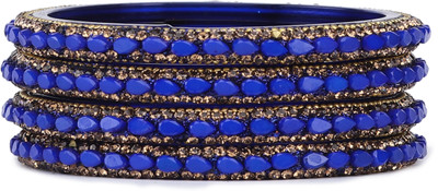 Rijoli Glass Zircon Bangle Set(Pack of 4)