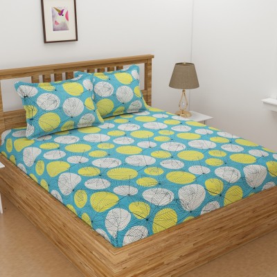 VAS COLLECTIONS 160 TC Cotton Double Abstract Flat Bedsheet(Pack of 1, Green)