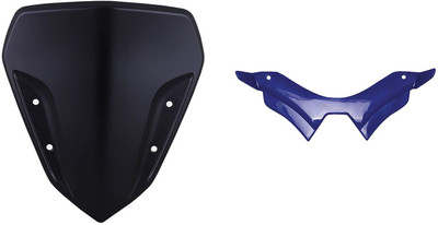 Gogna Mart MT 15 Imported Short Visor Matte and MT 15 Winglet (Blue) Bike Fairing Kit
