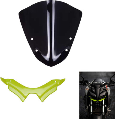 Vagary COMBO OF YAMAHA MT 15 IMPORTED SHORT VISOR -MATTE + MT 15 WINGLET GREEN Bike Fairing Kit