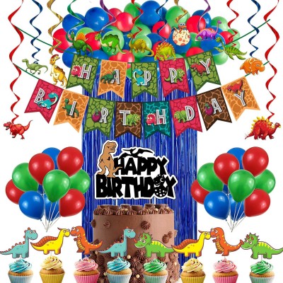 Party Propz Dinosaur Birthday Decoration - 65Pcs Dinosaur Balloon Combo For Boys, Girls, Kids - Birthday Decorations Kit Dinosaur, Birthday Decoration Items For Kids, Birthday Decorations Kit for Boys, Balloons(Set of 65)