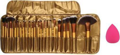 hemoly 24pcs makeup brush with 1puff(Pack of 2)