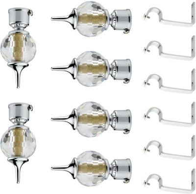 ZAPEX Silver Rod Rail Bracket, Curtain Knobs Metal(Pack of 12)