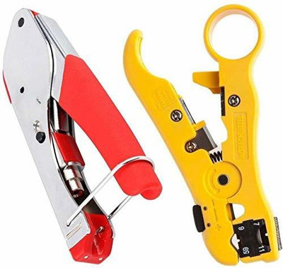 atozshop11 Combo Compression Tool 2pc F Connector Coaxial Universal Wire Cutter Stripper Crimping Tool Pliers Wire Cutter