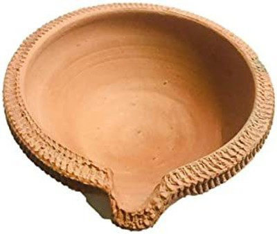 hc the crafts Terracotta Table Diya(Height: 3 inch)