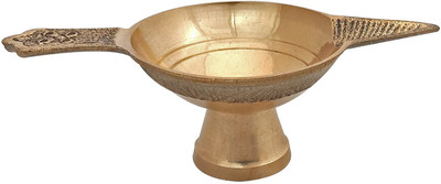 RUDRANSH Pure Brass Laxmi Table Deepak Diya Pack Of_1 Brass Table Diya(Height: 1.5 inch)