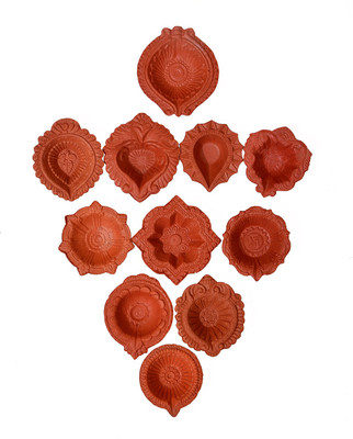 hc the crafts Earthenware (Pack of 11) Table Diya Set(Height: 2.2 inch)