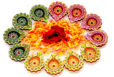 hc the crafts Earthenware (Pack of 12) Table Diya Set(Height: 2.2 inch)