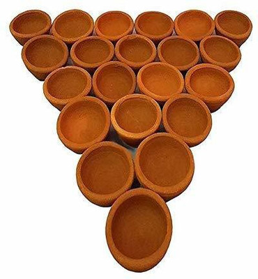 HndB Earthenware (Pack of 21) Table Diya Set(Height: 3 inch)