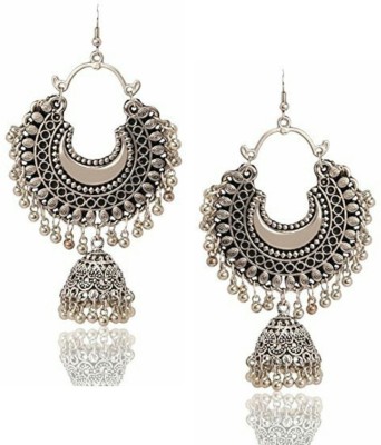 URBANELA Urbanela German Silver Turkish Style Beaded Chandbali Earrings for Women and Girls German Silver Chandbali Earring