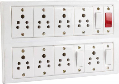 OsmiumPro Heavy Duty PVC Extension Board (3 Switches & 8 Sockets & 1 Indicator) 8 Meter Wire 6 A Three Pin Socket